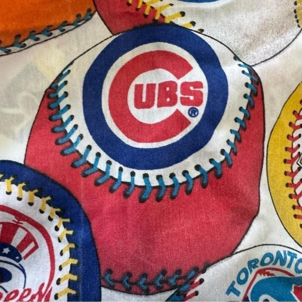VTG 90s Sheet Major League Baseball Flat Team Logos Baseballs MLB Fandom Bibb Co